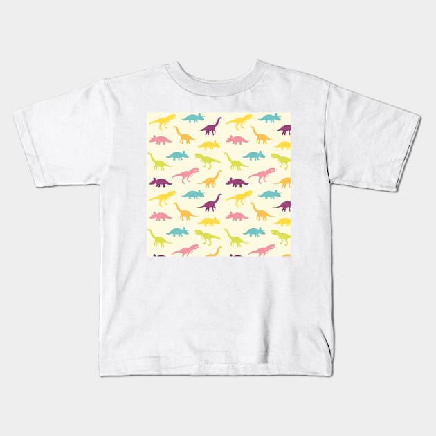 Assorted Illustrated Dinosaurs Kids T-Shirt by bluerockproducts